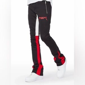 Everest Black Stacked Flare Track Pants